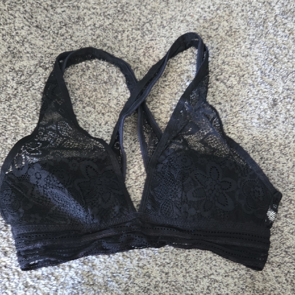 Aerie Black Lace Halter Bralette